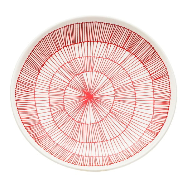 Červený kameninový talíř Kare Design Net, Ø 21 cm