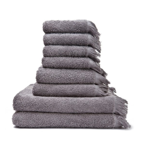 Комплект от 4 сиви кърпи и 4 кърпи от чист памук Casa Di Bassi Basic - Casa Di Bassi
