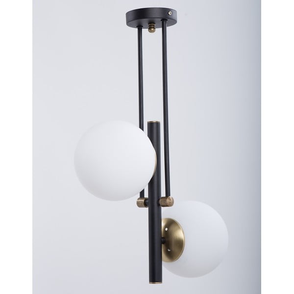 Черно-бял осветително тяло за таван със стъклен абажур ø 15 cm Libra – Squid Lighting-image-2