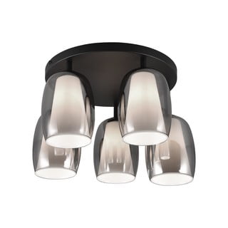 Таванно осветително тяло със стъклен абажур ø 14 cm в черно-сребристо Barret - Trio Select