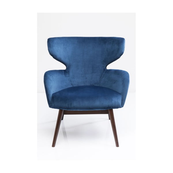 Modré křeslo ušák Kare Design Aroha Velvet-image-1