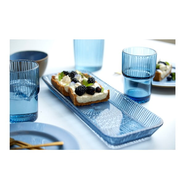 Синя стъклена чиния за сервиране 14x38 cm Kusintha - Bitz-image-1
