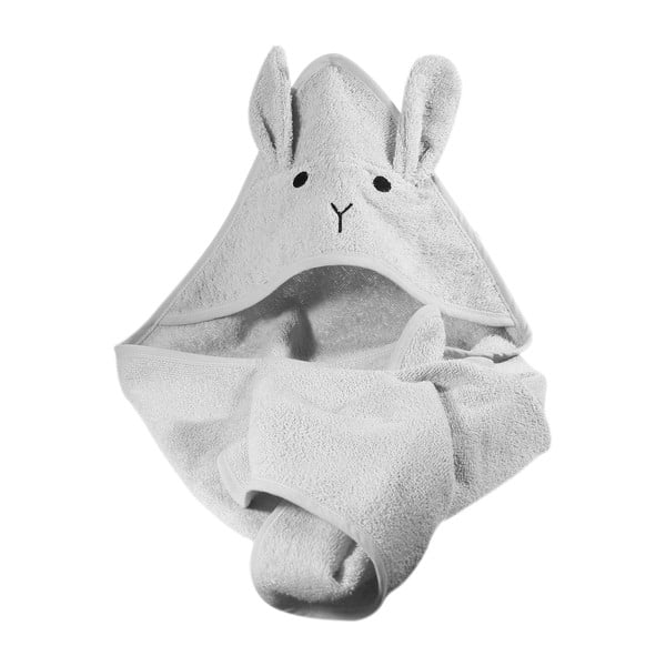 Сива памучна детска хавлия с качулка 76x76 cm Rabbit – Kindsgut-image-4