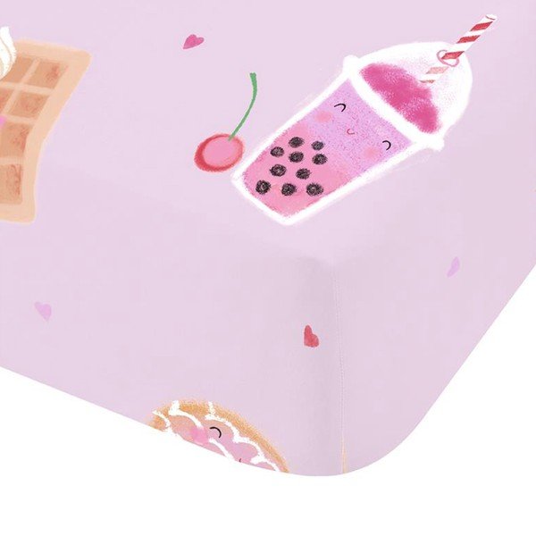 Розов еластичен единичен детски чаршаф 90x190 cm Sweet Treats – Catherine Lansfield