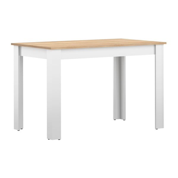 Бяла маса за хранене с плот от букова дървесина Ница, 110 x 70 cm - TemaHome