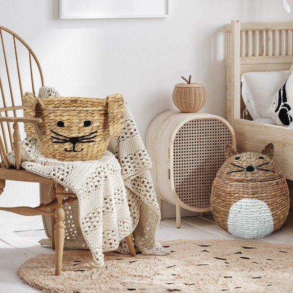 Детска кошница за играчки от воден зюмбюл естествена ø 35x26 cm Rabbit – Compactor-image-1