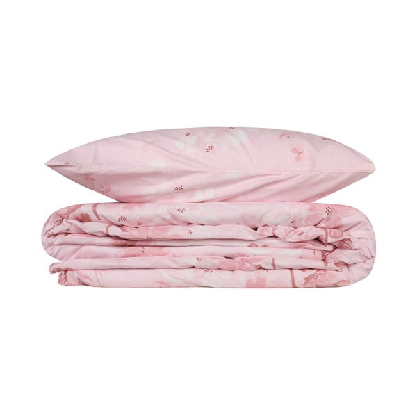 Розово единично  спално бельо от памук Renforcé 140x200 cm Elena – Mijolnir