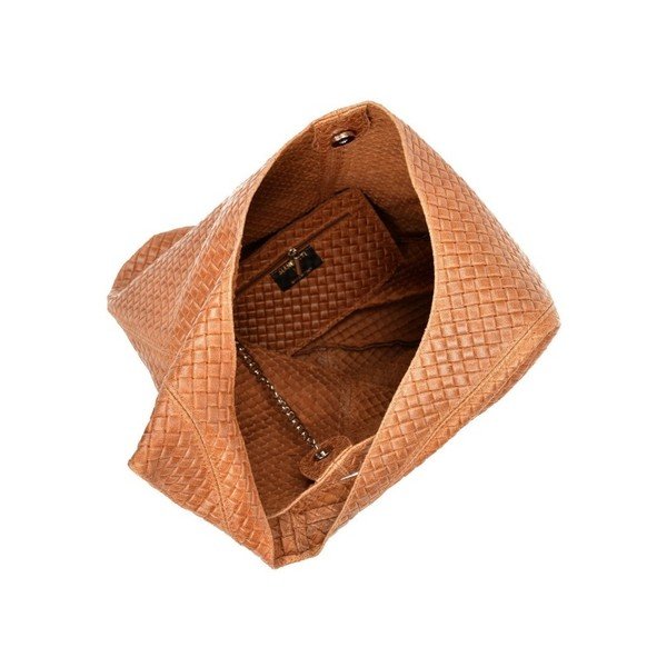 Кафява кожена чанта в цвят коняк Barbara - Mangotti Bags-image-1