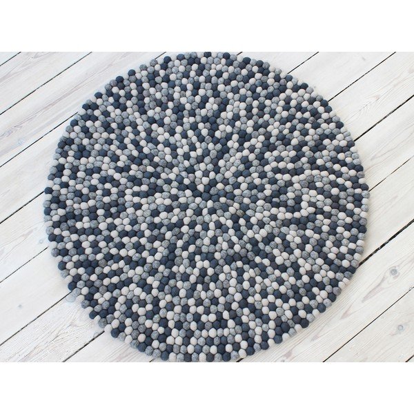 Тъмно сив вълнен килим с топки , ⌀ 200 см Ball Rugs - Wooldot-image-1
