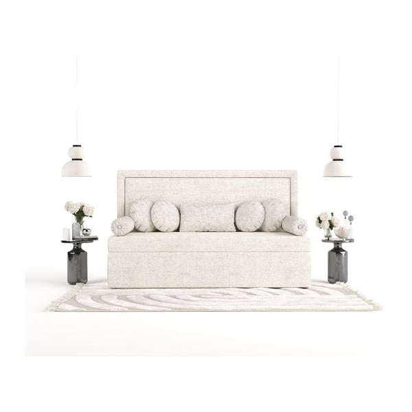 Кремаво тапицирано единично легло 90x200 cm Scala – Maison de Rêve-image-4