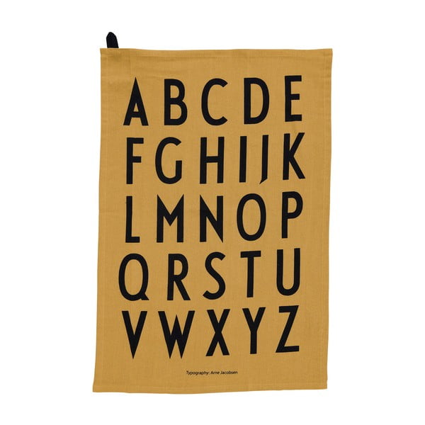 Жълта памучна кърпа за чай "Азбука", 40 x 60 cm - Design Letters