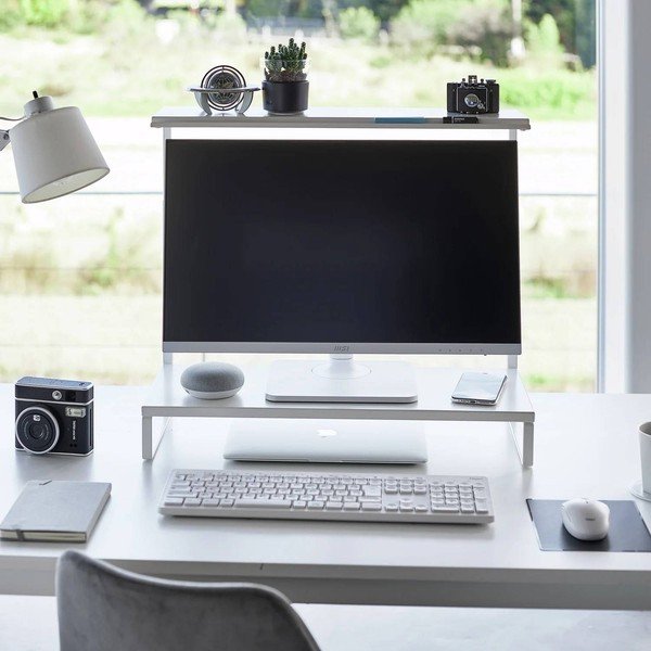 Бяла метална стойка за монитор Tower – YAMAZAKI-image-1