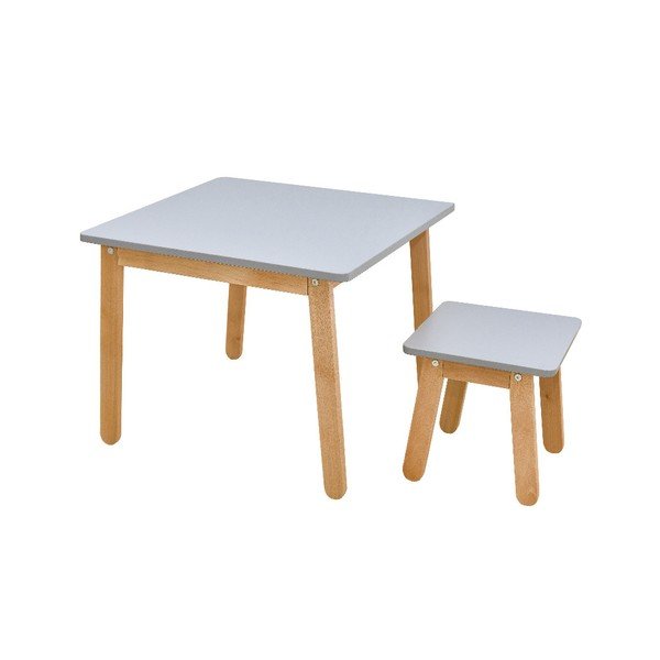 Сива детска табуретка Woody - BELLAMY-image-3