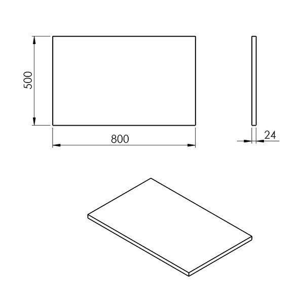Бяла плоча за под мивка 80x50 cm Plato – Sapho-image-2