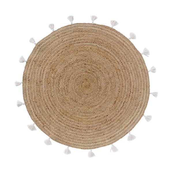 Бяло-естествен кръгъл килим ø 120 cm Shira – douceur d'intérieur