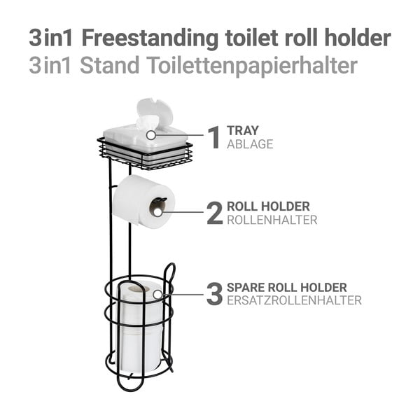 Черна стоманена поставка за тоалетна хартия – Wenko-image-3