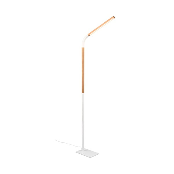 LED подова лампа в бял и естествен цвят с дървен абажур (височина 169,5 см) Norris - Trio