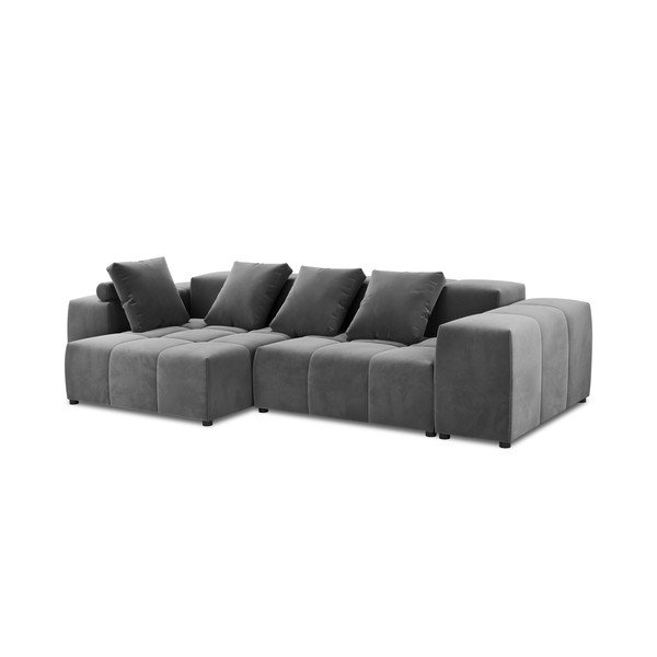 Ъглов диван от сиво кадифе (променлива) Rome Velvet - Cosmopolitan Design-image-2