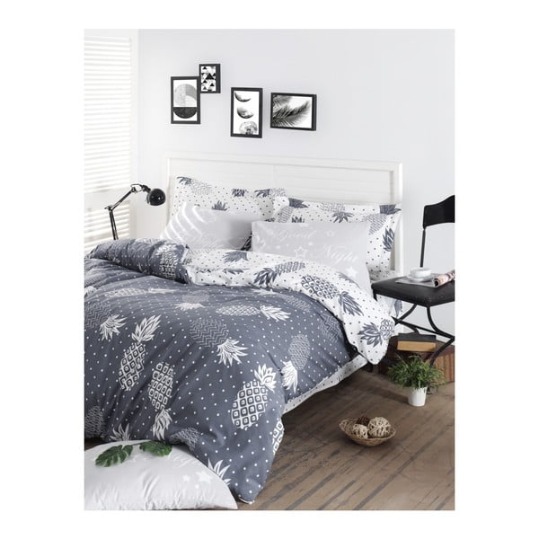 Памучно спално бельо за двойно легло Ranforce с чаршаф Petrol, 200 x 220 cm Night - Mijolnir