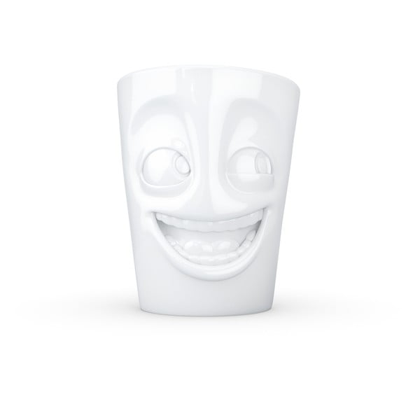 Бяла порцеланова чаша с дръжка и усмивка , обем 350 ml - 58products
