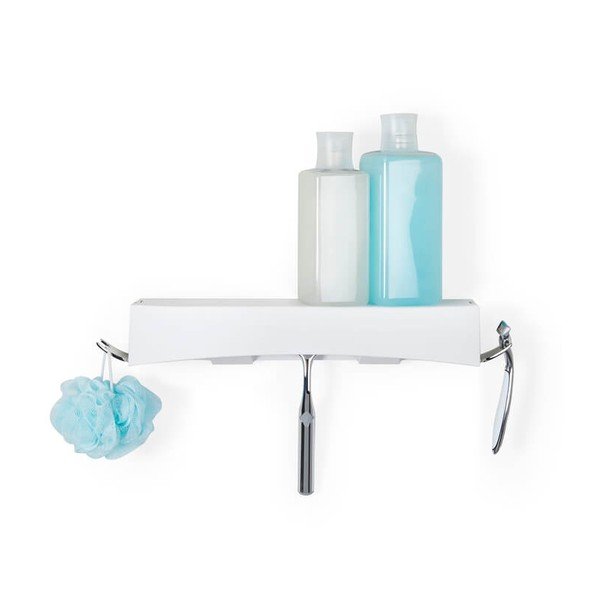 Бяла стена, монтирана на стената, самозадържаща се Clever Flip Shower Shelf - Compactor-image-4