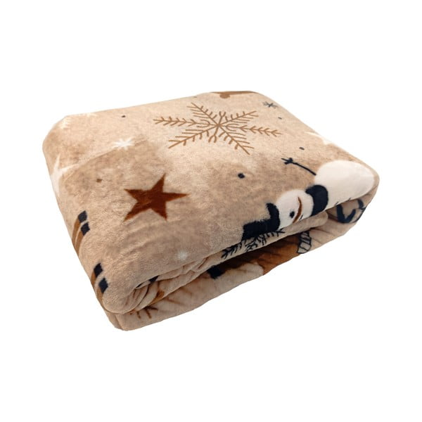 Кафяво одеяло с коледен мотив от микроплюш 150x200 cm Nordic Fairytale – My House-image-1