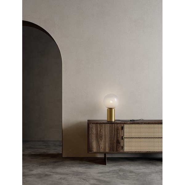 Бяла/ в златист цвят стъклена настолна лампа (височина 35,5 cm) Vita – Nova Luce-image-1