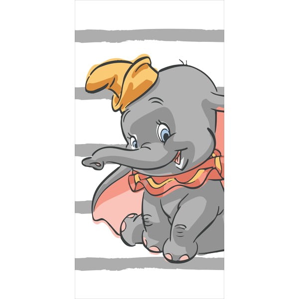 Бяла-сива памучна детска кърпа 70x140 cm Dumbo "Stripe" – Jerry Fabrics