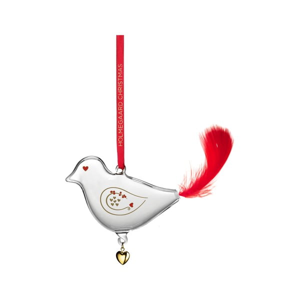 Стъклена коледна украса 7 cm Ann-Sofi Romme Annual Christmas Bird 2025 – Holmegaard