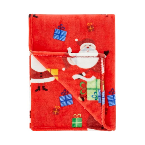 Червено бебешко одеяло 170x130 cm Santa's Christmas Presents - Catherine Lansfield