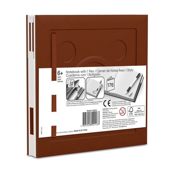 Кафява квадратна тетрадка с гел писалка , 15,9 x 15,9 cm - LEGO®-image-2
