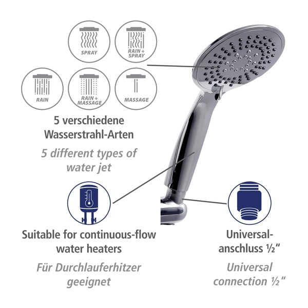 Душ комплект от неръждаема стомана в блестящо сребро 66 cm Young - Wenko-image-4