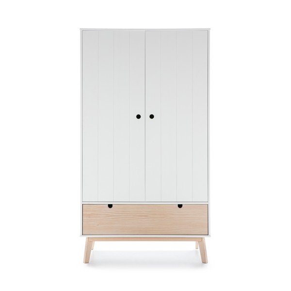 Бял детски гардероб с крака от борова дървесина Kiara - Marckeric-image-2
