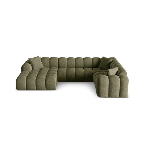 Зелен шенилов ъглов диван (десен ъгъл/U форма) Treno – Cosmopolitan Design