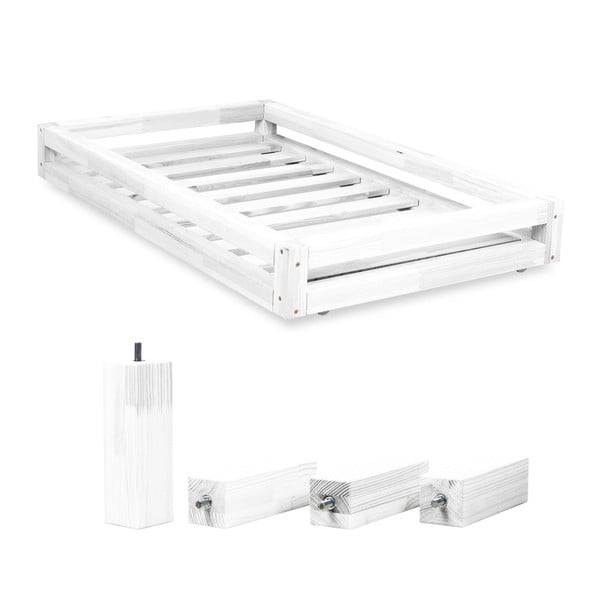 Комплект от бяло чекмедже под леглото и 4 удължени крака , за легло 120 x 200 cm - Benlemi