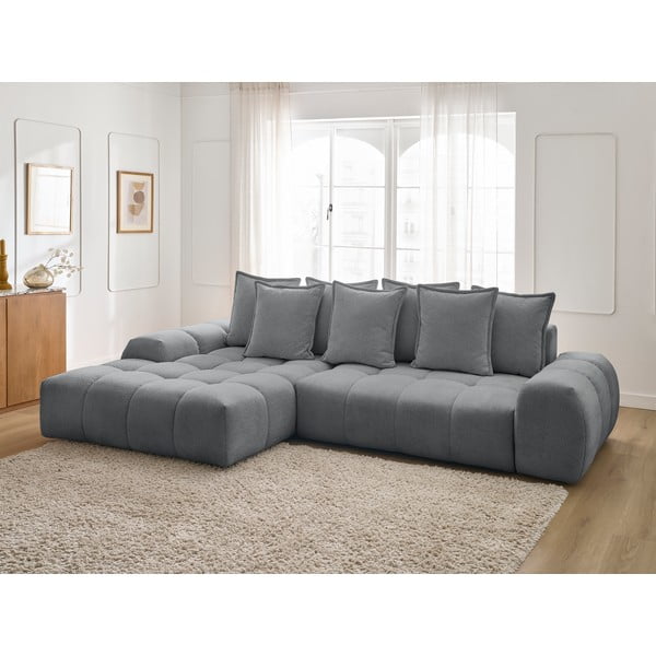 Тъмносив шенилов сгъваем/с място за съхранение ъглов диван (ляв ъгъл) Everest – Bobochic Paris-image-1