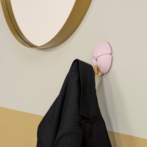 Светлорозова/ в златист цвят стенна пластмасова кука Tick – Spinder Design-image-3