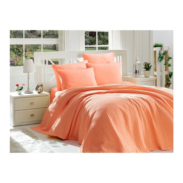 Оранжев памучен спален комплект за двойно легло, 220 x 240 cm - Mijolnir