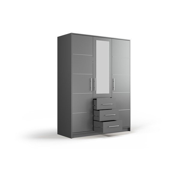 Сив гардероб с огледало 147x200 cm Derry - Cosmopolitan Design-image-3