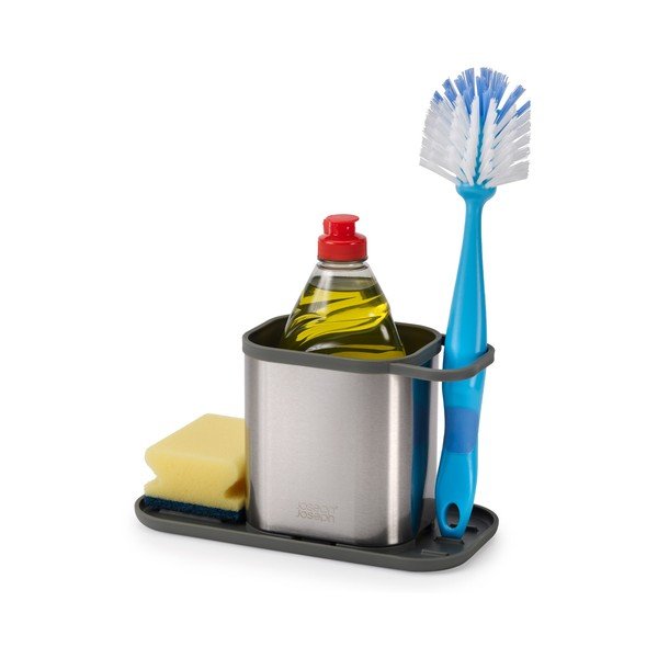 Метална стойка за перилни препарати в блестящо сребрист цвят Duo Steel – Joseph Joseph