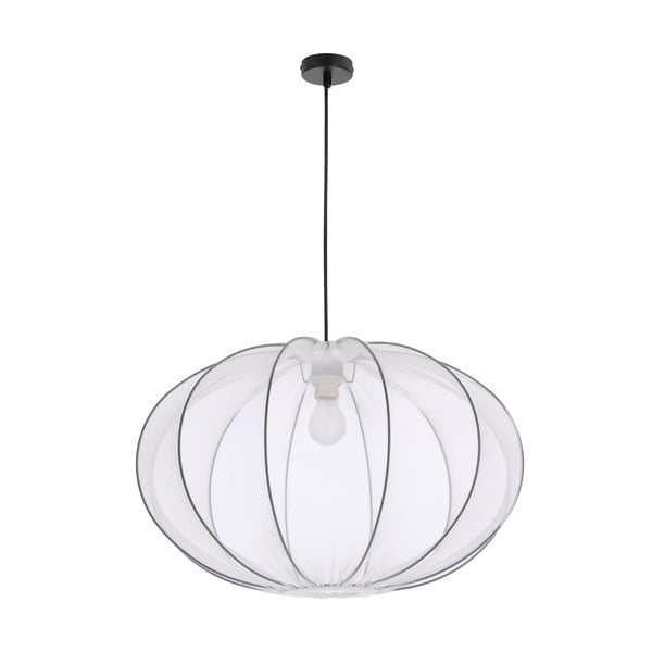 Бяло висящо осветително тяло с текстилен абажур ø 60 cm Mellow – Candellux Lighting