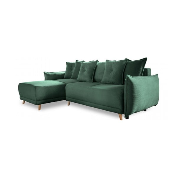 Зелен велурен разтегателен диван (променлив) Lazy Lukka - Miuform