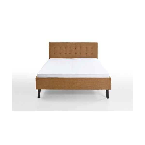 Кафяво двойно легло 140x200 cm тапицирано без ламелно дъно Empire – Meise Möbel-image-3