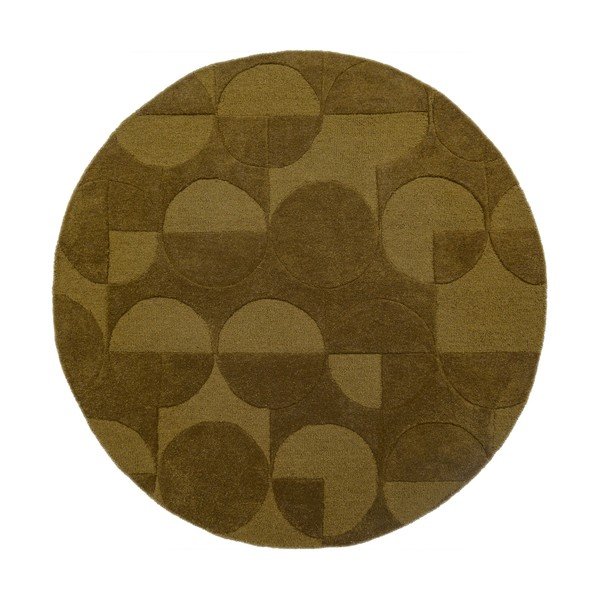Тъмнозелен ръчно изработен вълнен кръгъл килим ø 160 cm Gigi – Flair Rugs