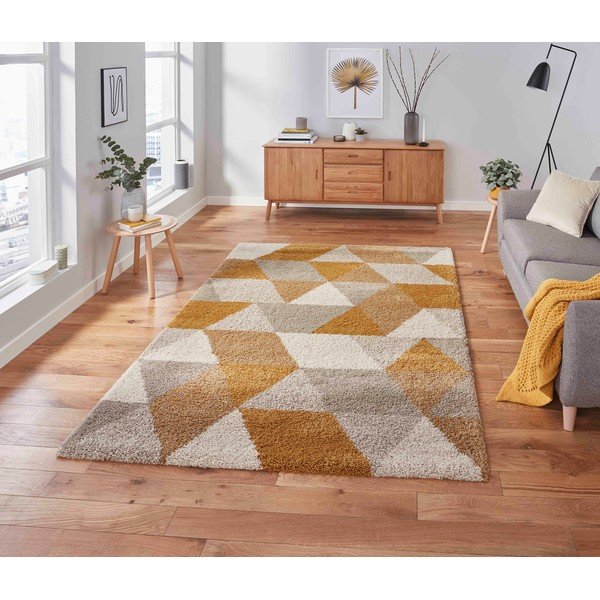 Жълт и бежов килим Royal Nomadic Angles, 160 x 220 cm - Think Rugs-image-1