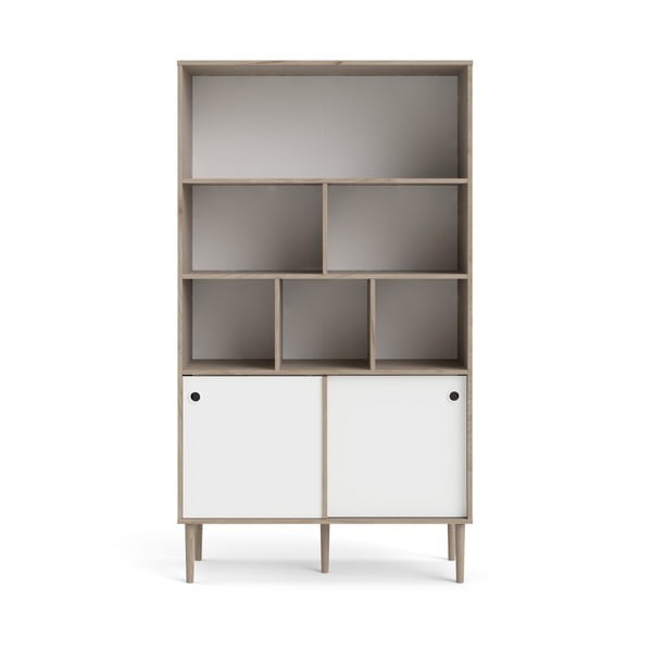 Бял шкаф за книги с дъбов ръб 99x176 cm Rome - Tvilum