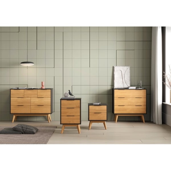 Нощно шкафче от борова дървесина в естествен цвят Lavis - Marckeric-image-1