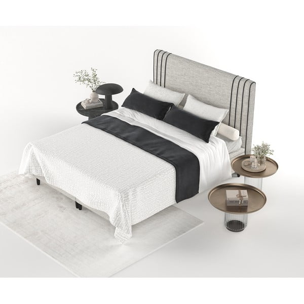 Светлосиво тапицирано двойно легло с място за съхранение 140x200 cm Musca – Maison de Rêve-image-4