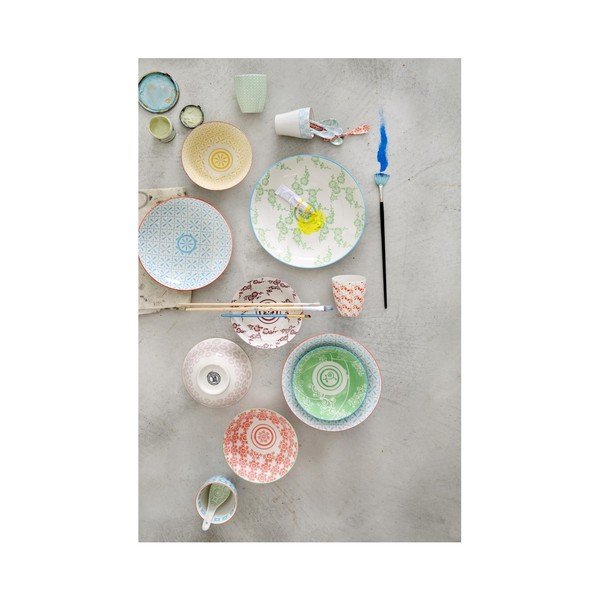 Červený talíř se zeleným okrajem Tokyo Design Studio Flowers, ⌀ 25,7 cm-image-1