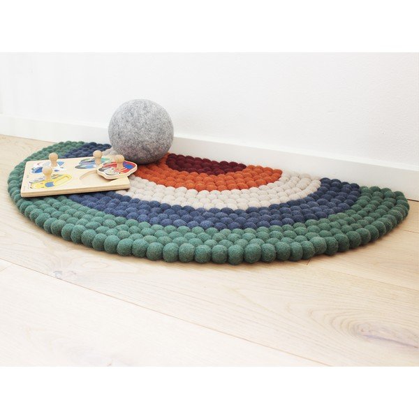 Детски вълнен килим Ball Rugs Green Rainbow - Wooldot-image-2